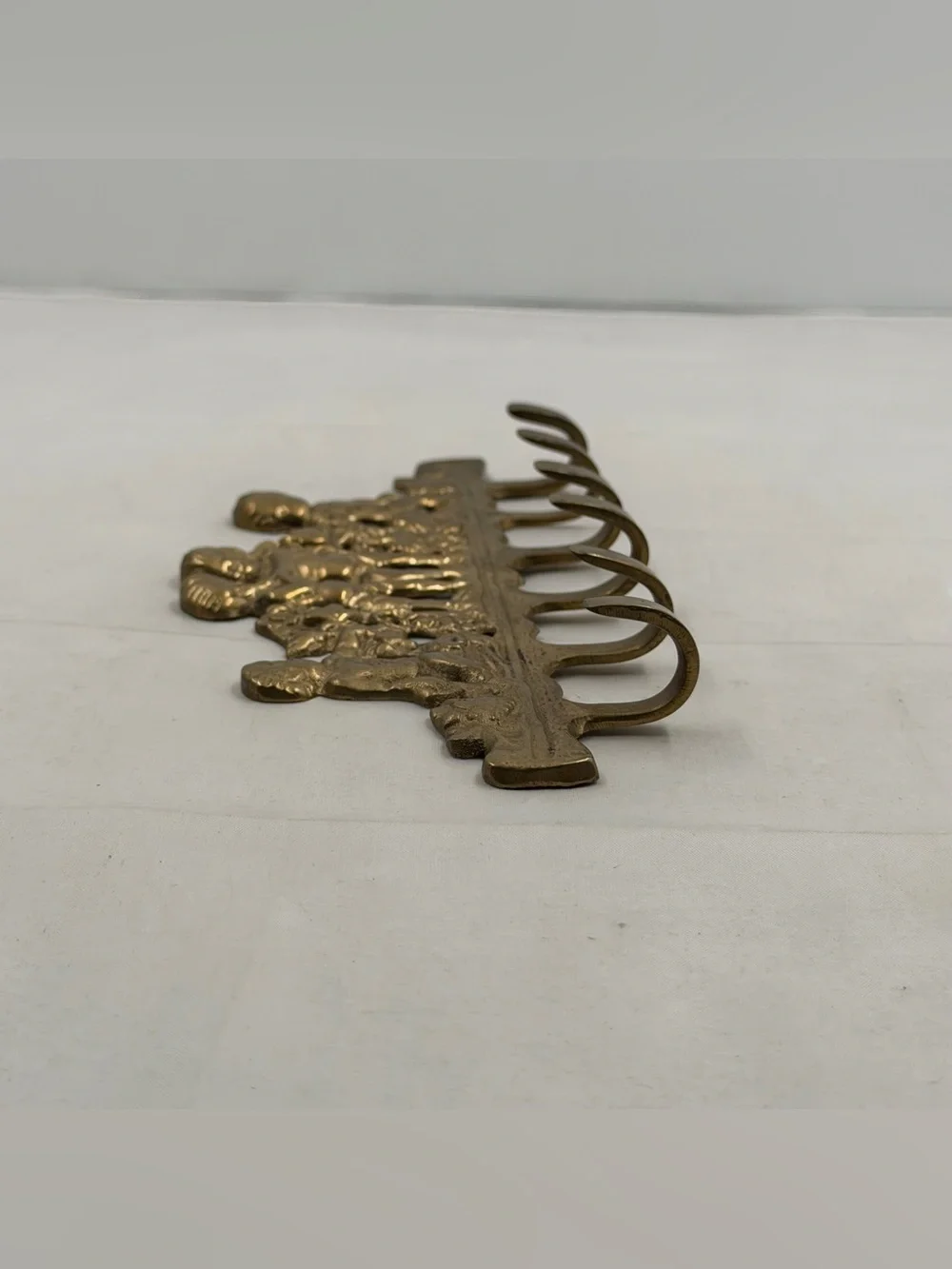 Vintage Solid Brass Cherub and Floral Key Holder